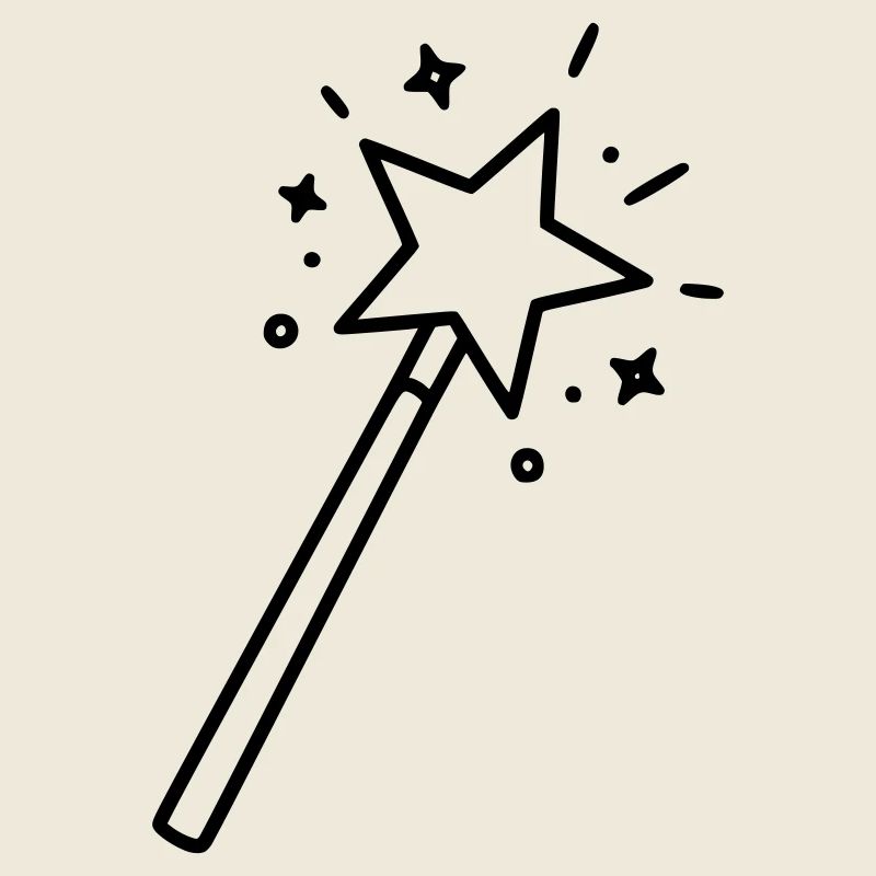 Minimalist Wand Star Magic Line Art