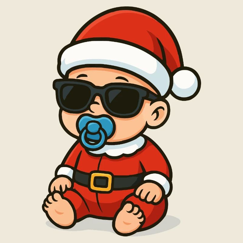 Bébé Père Noël avec lunettes de soleil