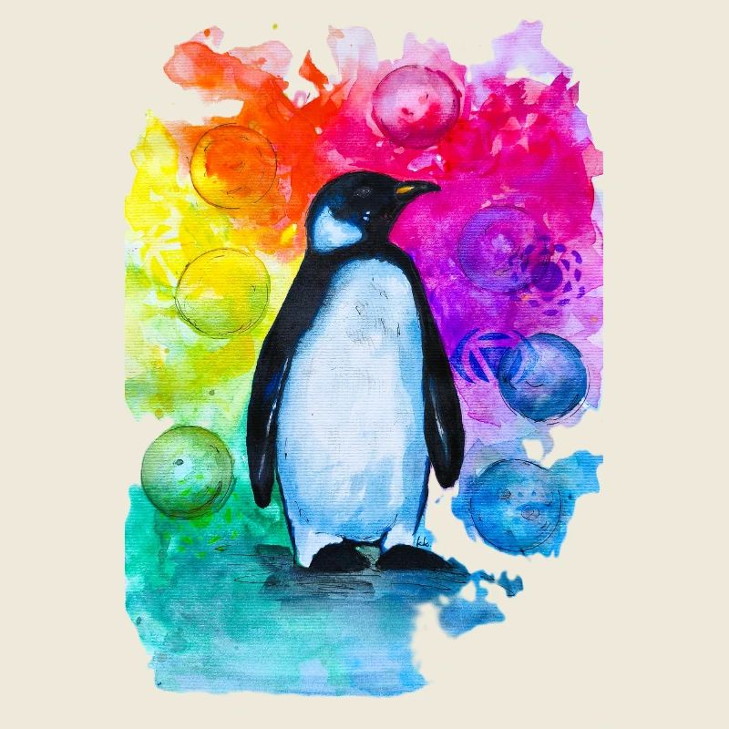 Aquarelle colorée de pingouin