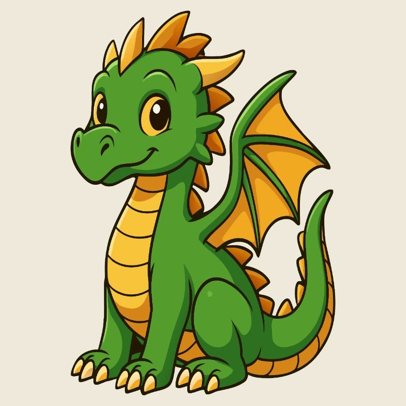 Petit Dragon Vert Cartoon