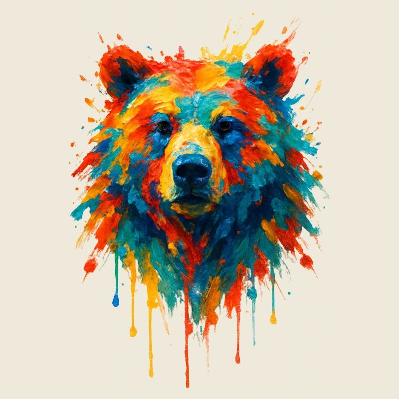 Bear in splatter dynamic painting