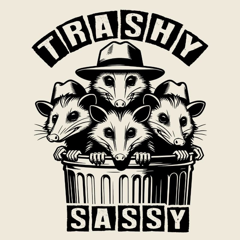 3 coole Opossums Trash Trio im Mülleimer