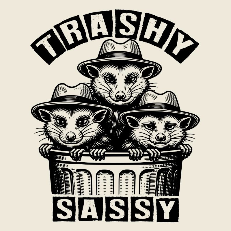 3 coole Opossums Trash Trio im Mülleimer