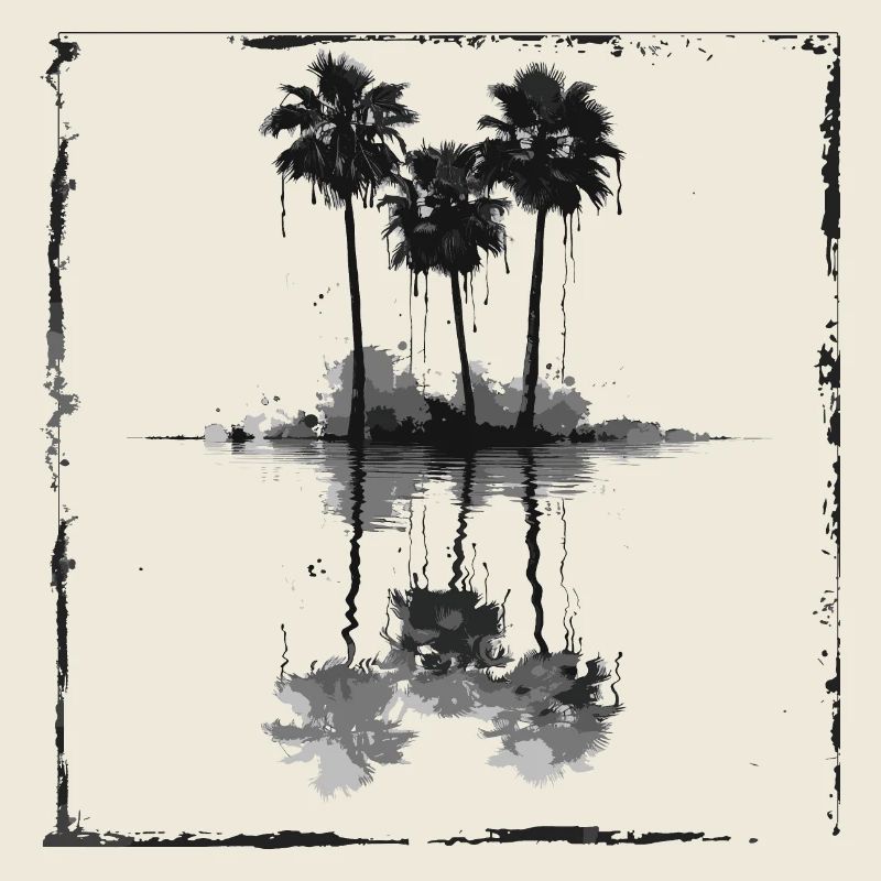 Palmiers en noir et blanc