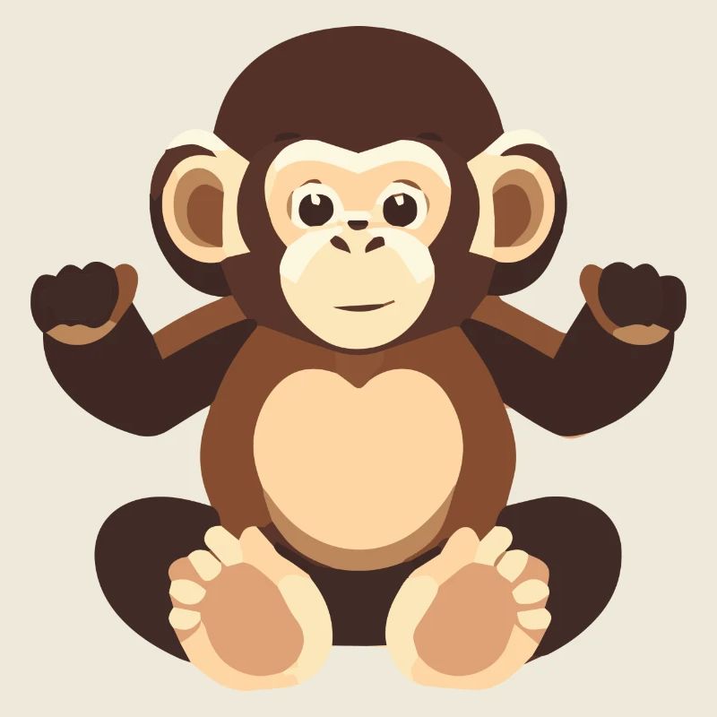 Singe Bébé Mignon Gorille Fourrure Marron Orang-outang