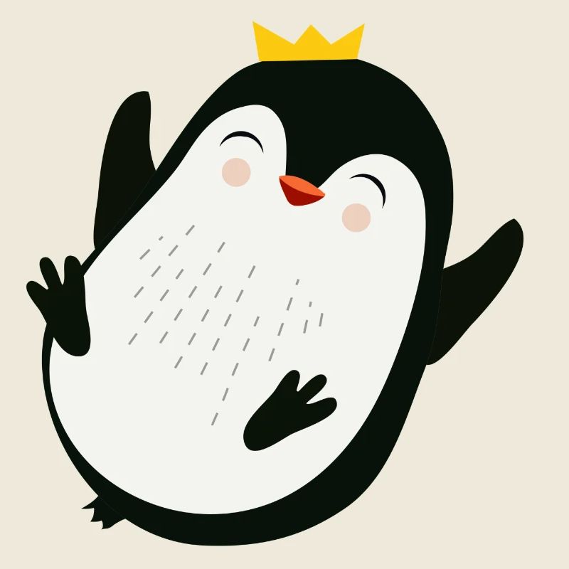 fröhlicher Pinguin mit einer goldenen Krone