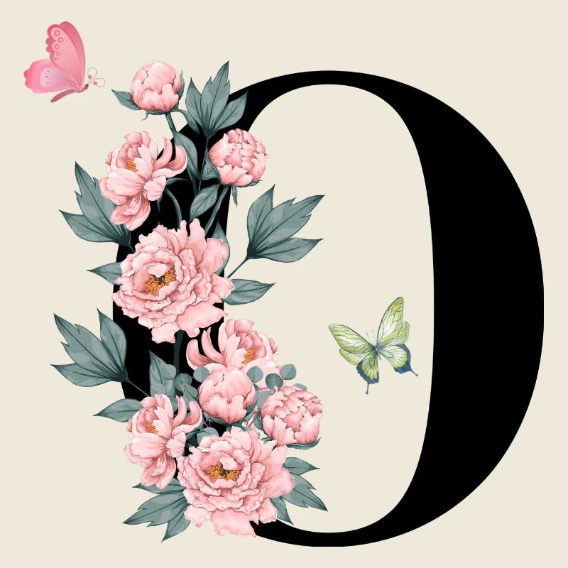 Buchstabe o rosa Blumen
