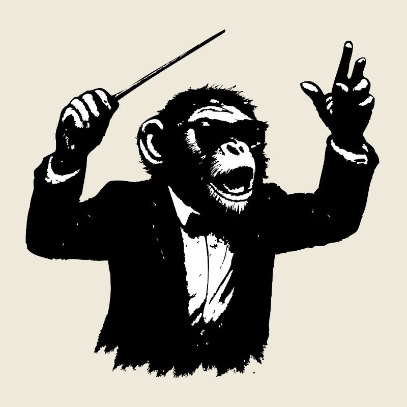 Affen Dirigent im Affenorchester