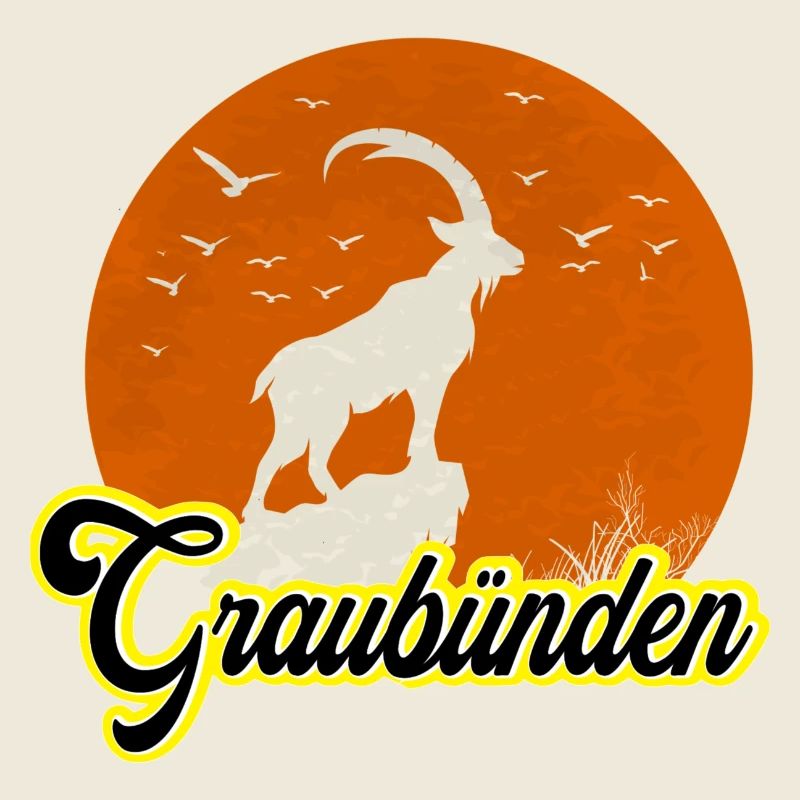 Graubünden Ibex Mondsilhouette