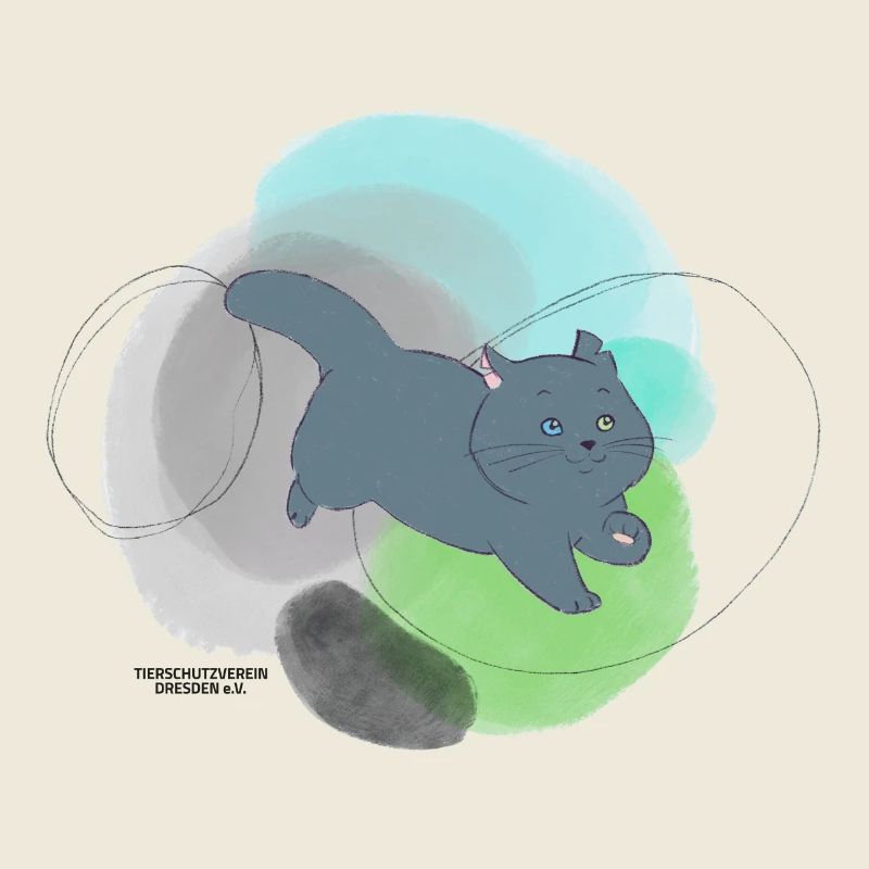 🐾 Schwarze Katze 🐈‍⬛ Grün Blau