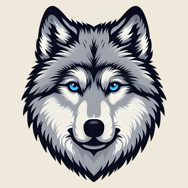 Blau äugiger Wolf Kopf