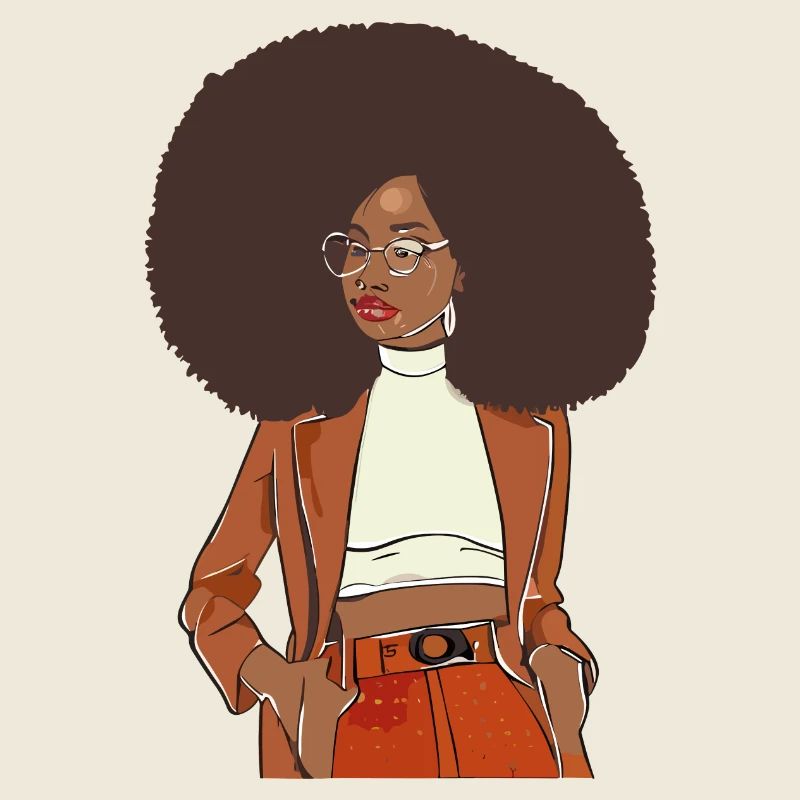 Afro-Chic mit orangefarbenem Blazer