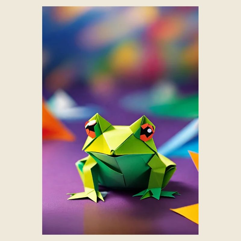 Grenouille en origami vert