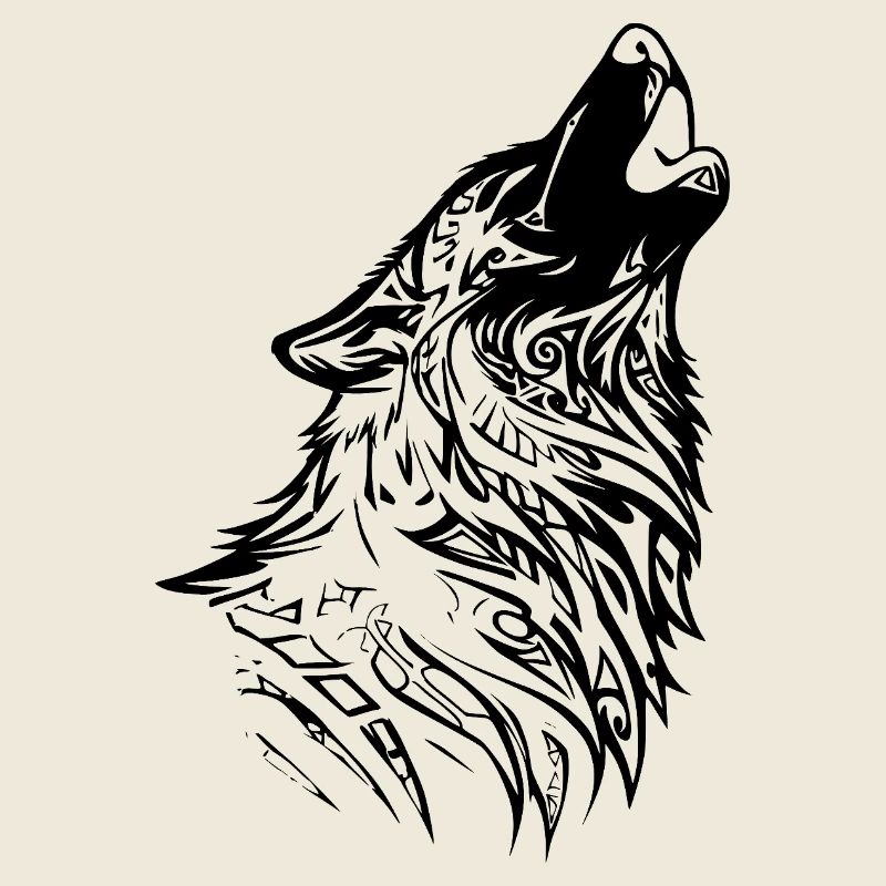 Nordischer Wolf Tribal Tattoo