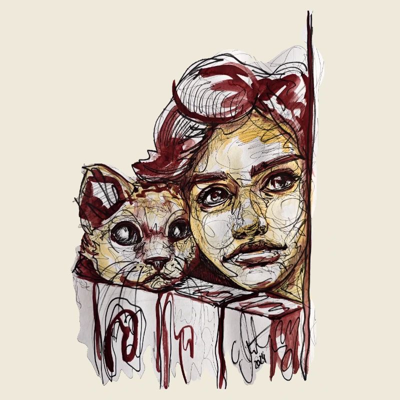 Kitty Illustration Aquarell carographic