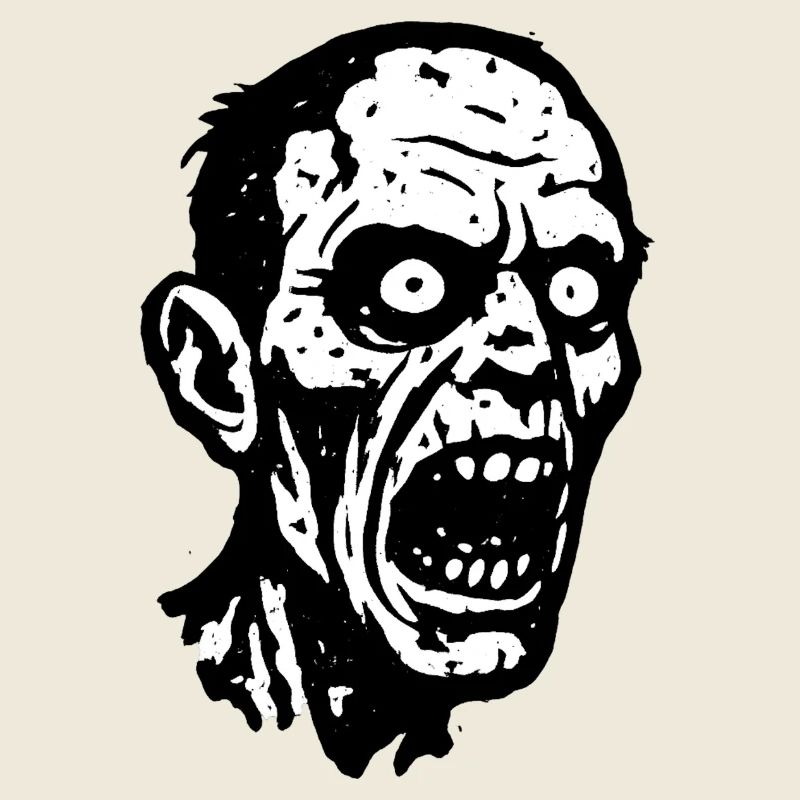 Screaming Zombie Head Print Halloween