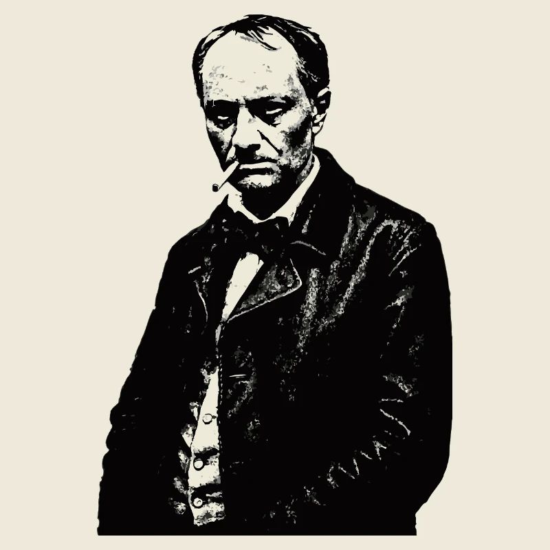 Noir Charles Baudelaire Portrait Cigarette