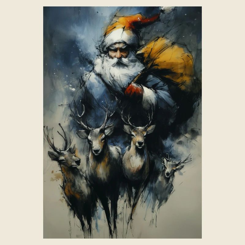Santa and Reindeer Winter Sleigh