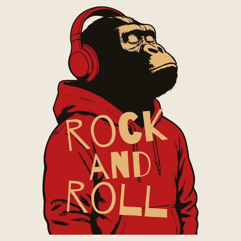 Sweat à capuche Gorilla Rock And Roll