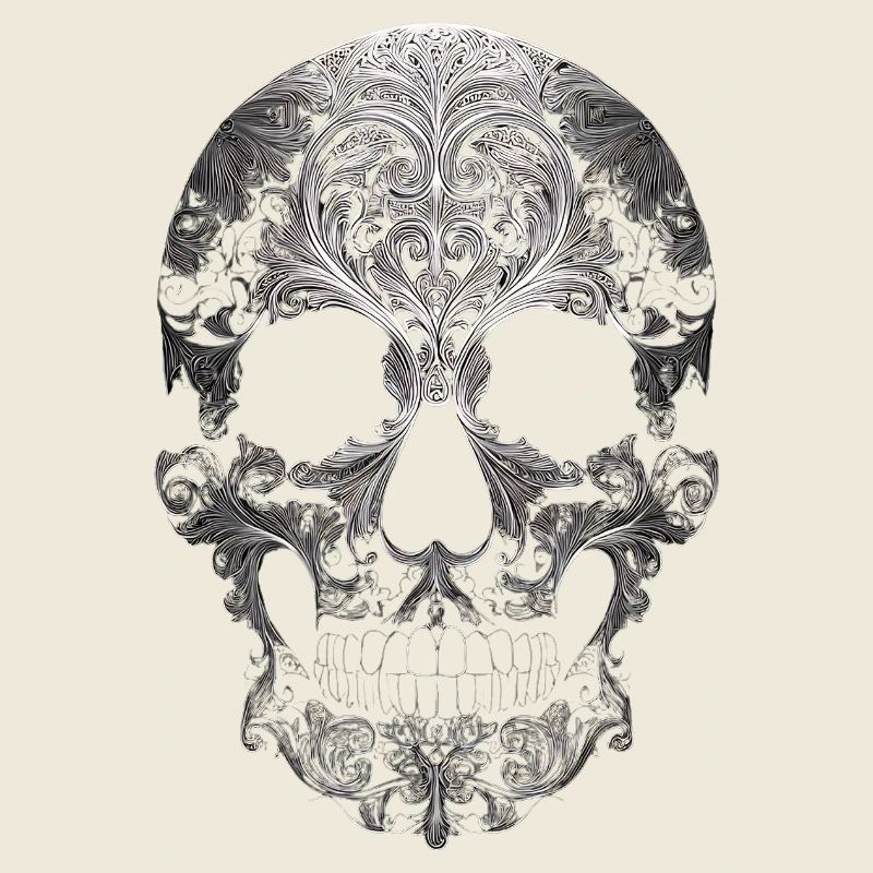 Line Art Skull Floral