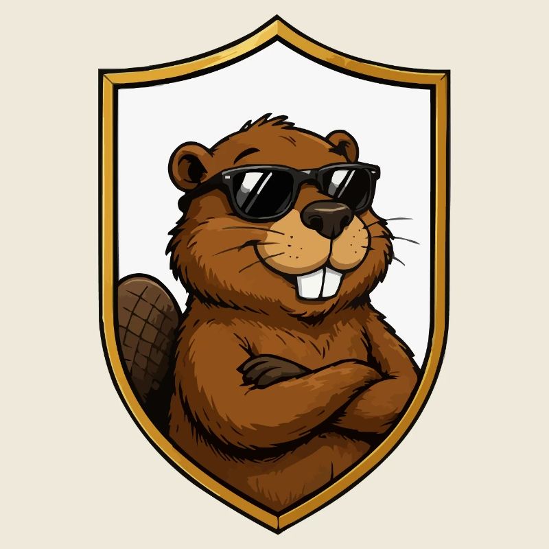 Castor Cool dans l’emblème du Bouclier
