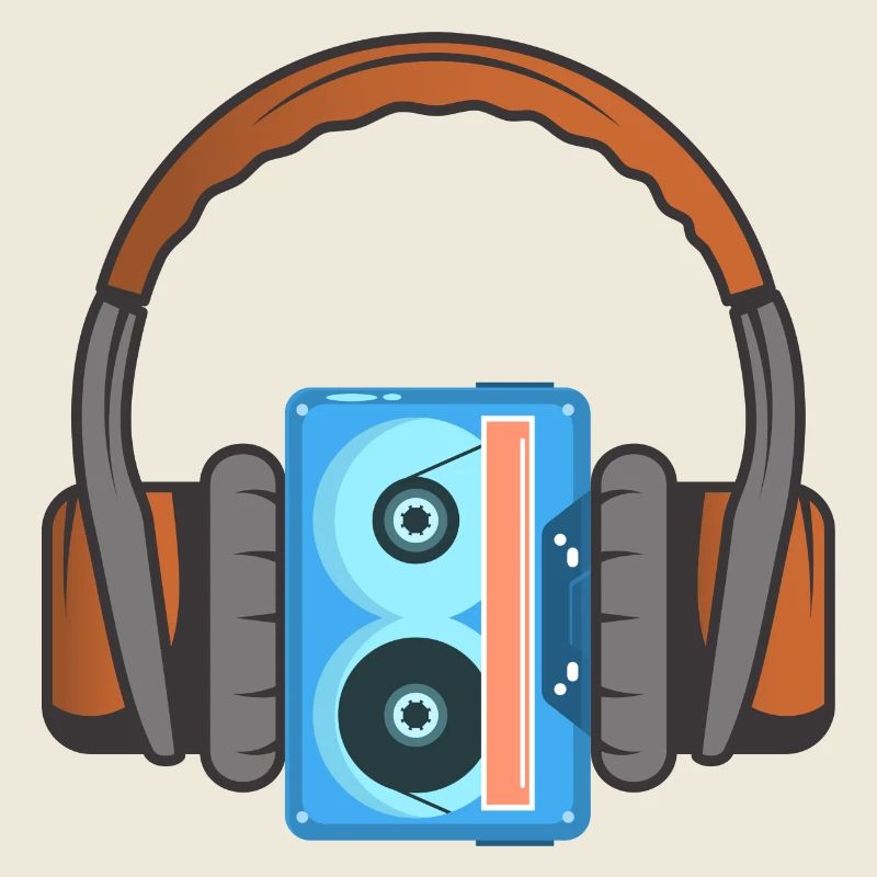 Kopfhörer und Audiokassette