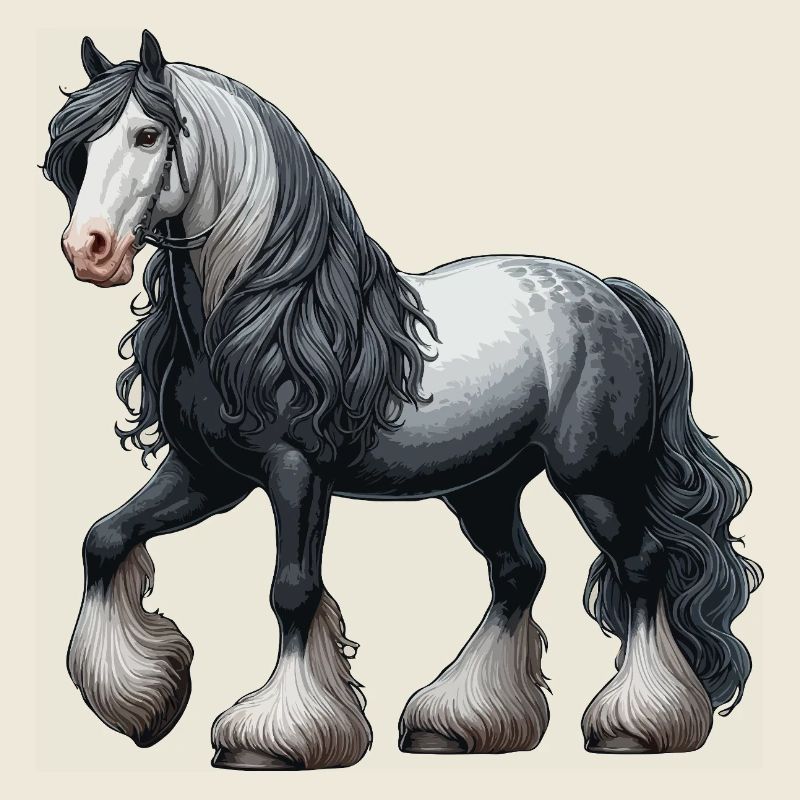 Pecheron horse grey white