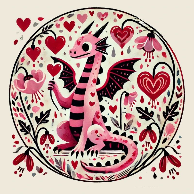 Rosa Valentinstag Drache