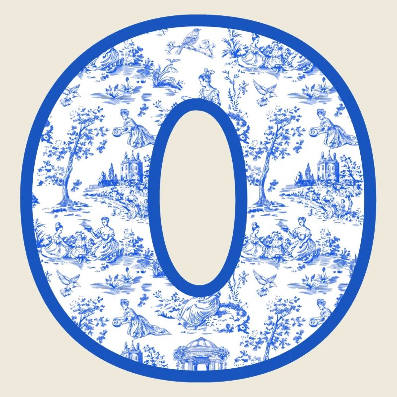 Lettre o chinoiserie bleu