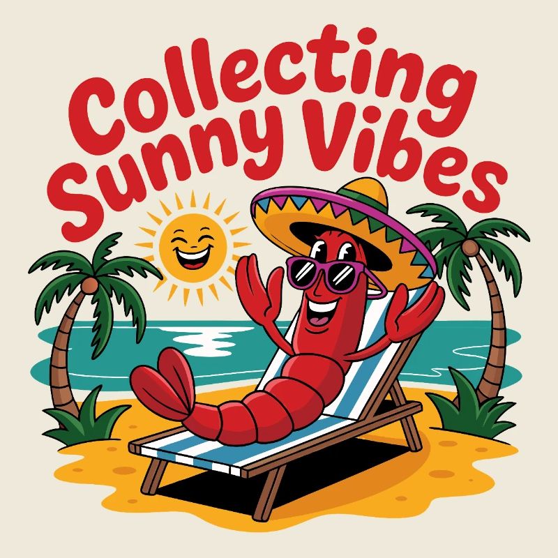 Sunny Summer Vibes Funny Crab on the Beach