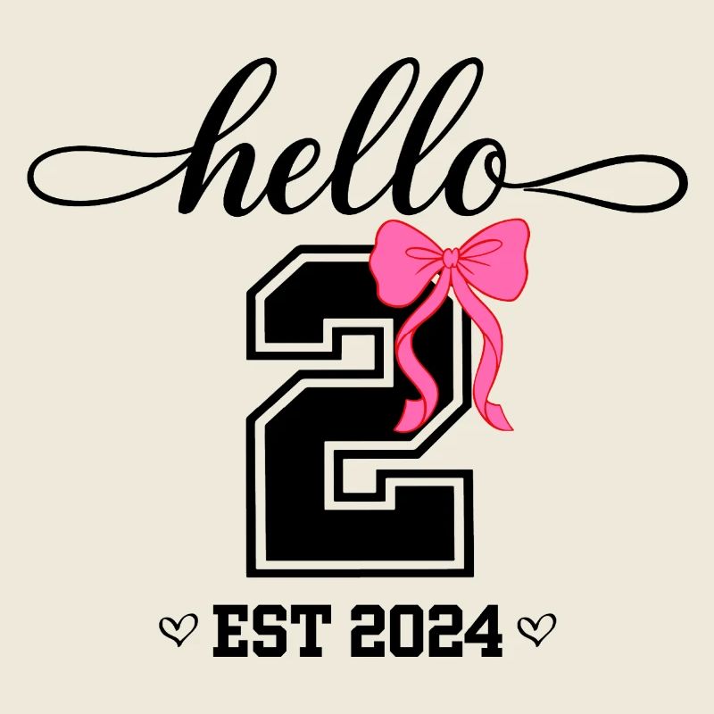 Hello 2 Est 2024 Pink Bow Design