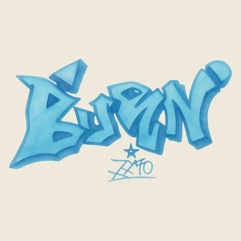 Blaues Graffiti Bevin Style