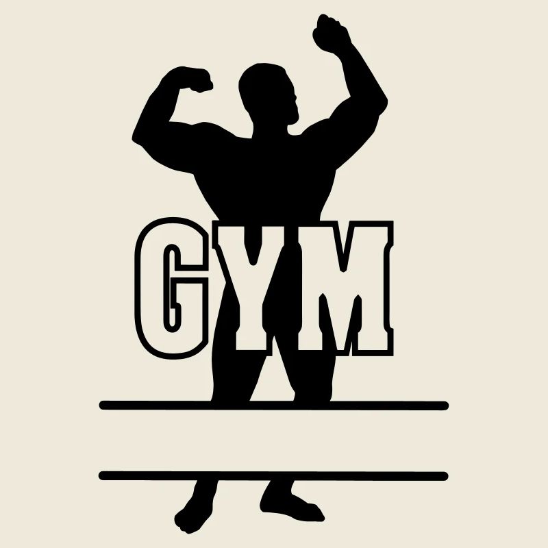 Bodybuilder texte transparent 'GYM'