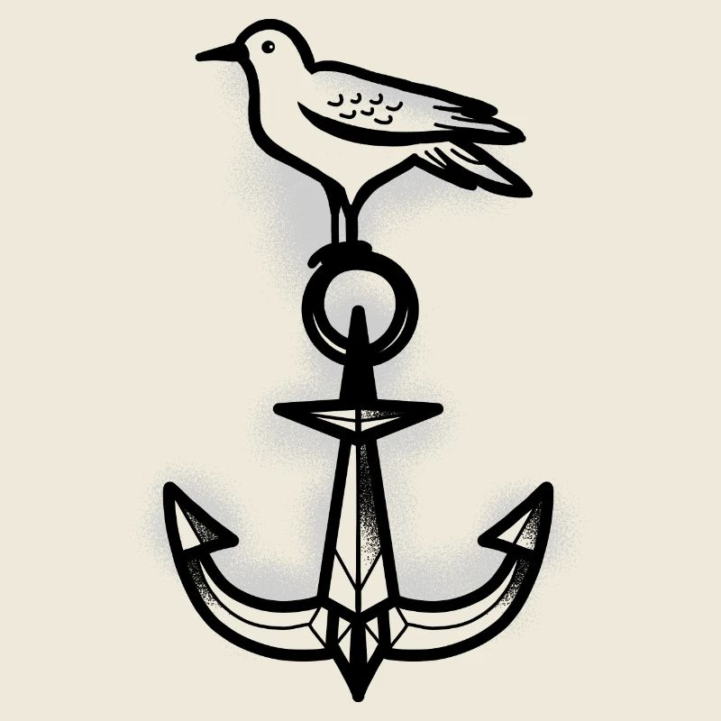 Tattoo-Stil Möwe und Anker