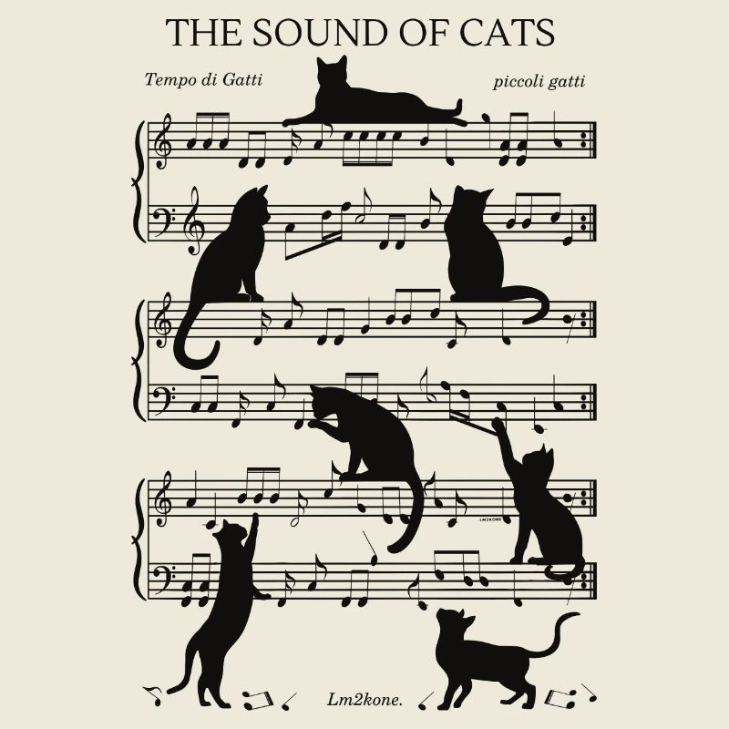 Musikalische Katzen Noten Schwarz
