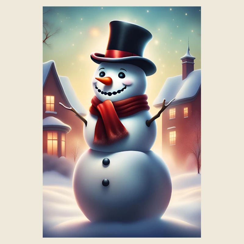 Snowman outdoors wearing a top hat
