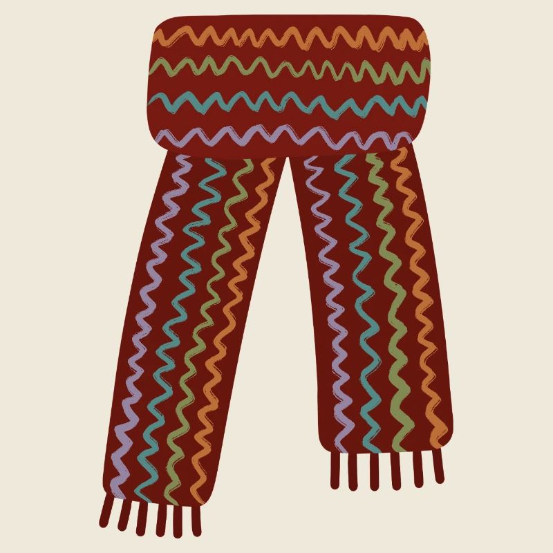 Colorful Zigzag Patterned Scarf
