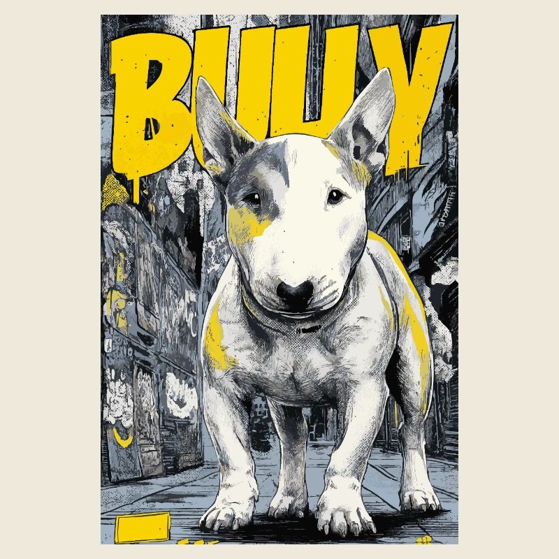 Bull Terrier – Chien des rues urbain dans le style BD
