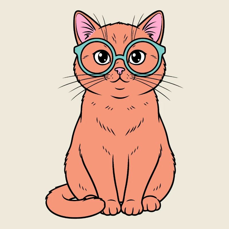 Ingwer Kater mit türkisfarbener Brille