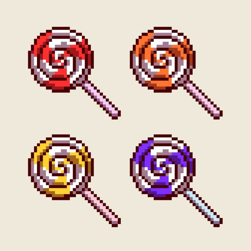 Sucettes Candy Caramel Sucre Rétro Pixel