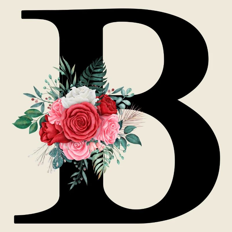 Lettre b floral rouge