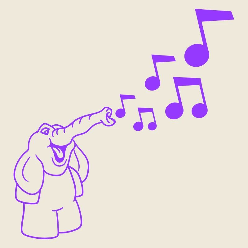 Mignon éléphant Notes de musique Trompe Sifflets Partitions