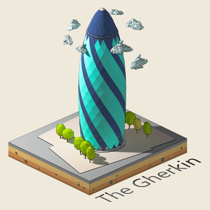 Geometric low poly The Gherkin