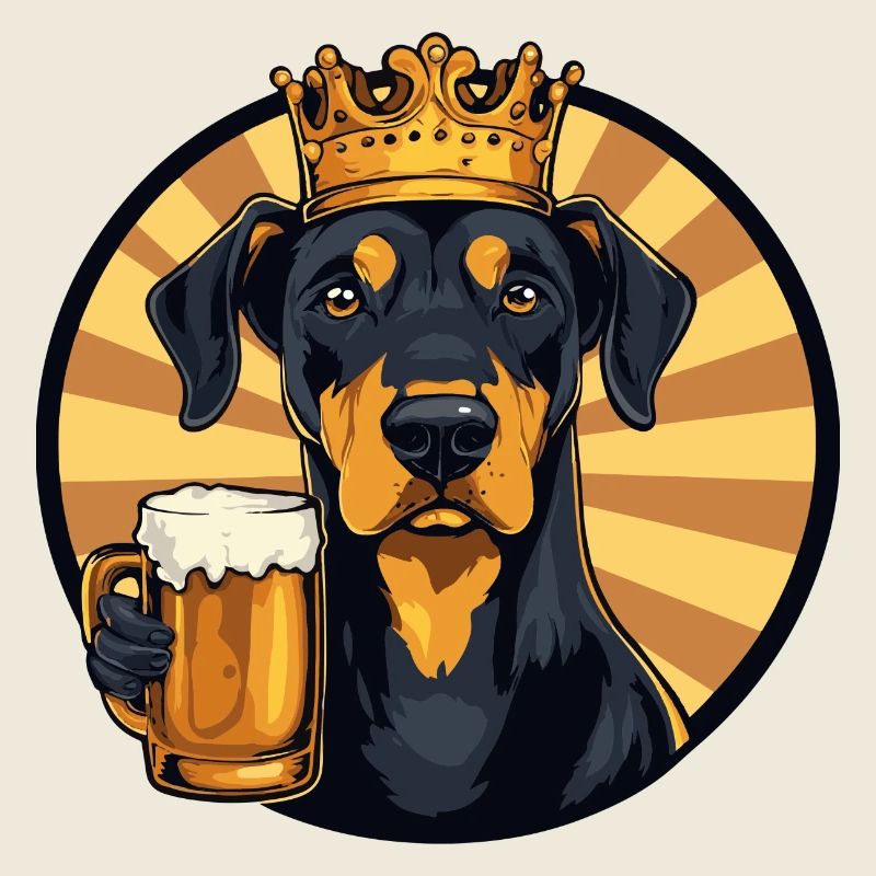Doberman Dog Beer Comic