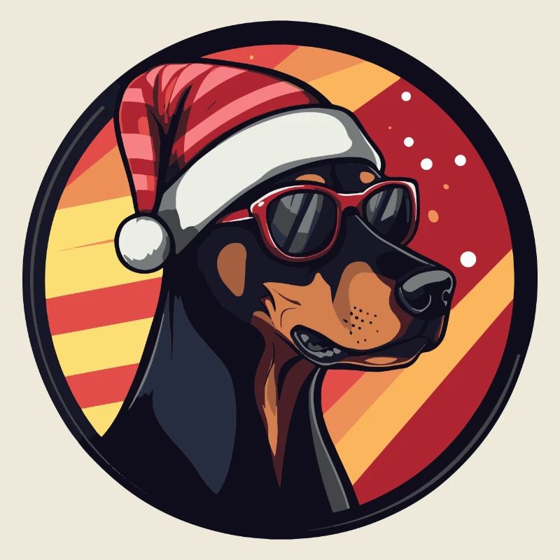Doberman chien Noël cool