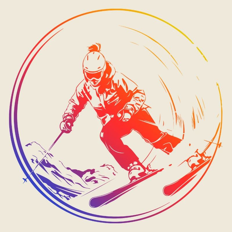 Ski Ski Silhouette Coloré