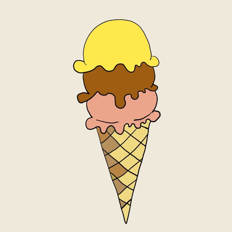 Gelbe Eiscreme Dreier-Sortiment