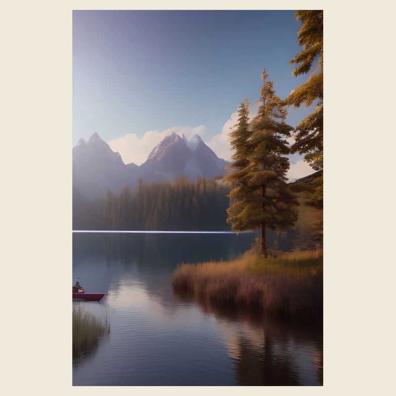 Landschaft mit See und Berge
