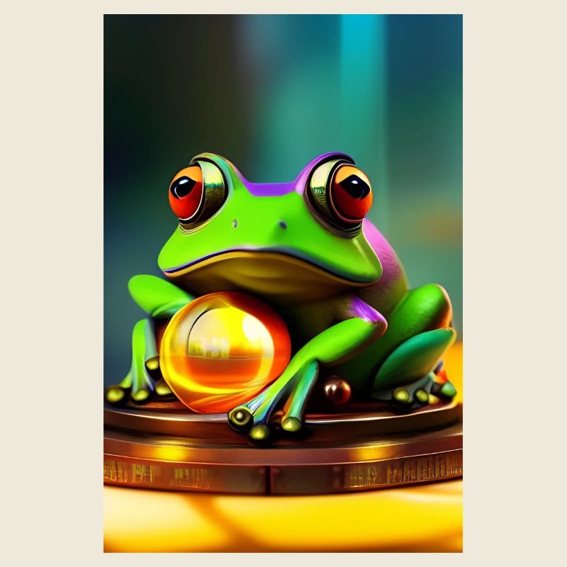 Frosch mit Gold Kugel