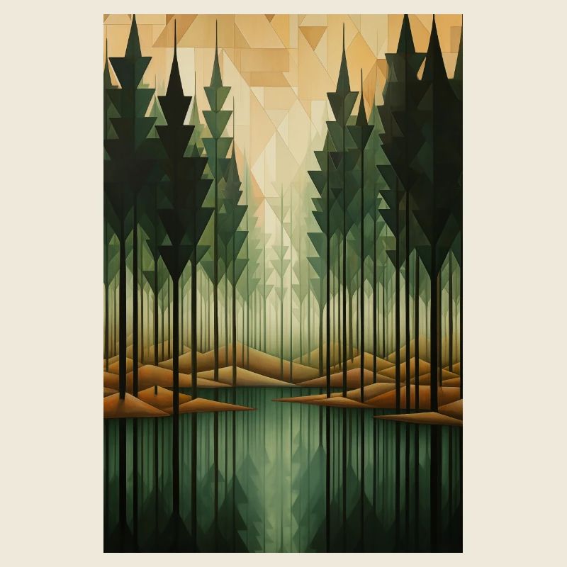 Waldlandschaft im geometrischen Stil